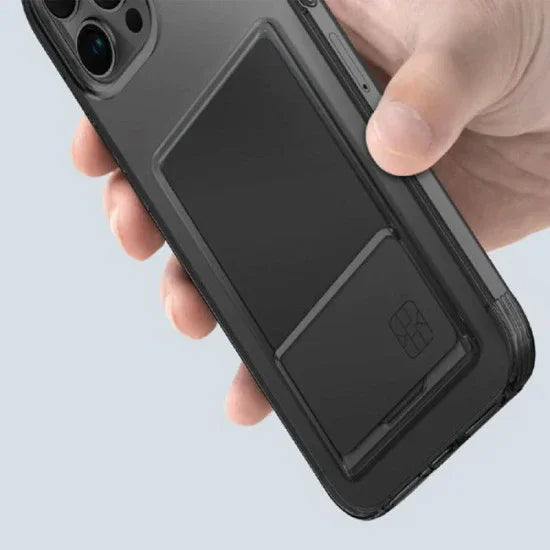 Uniq Hybrid iPhone 15 Pro Air Fender ID Cover - Smoked (Grey Tinted) - Tashqila Uniq Hybrid iPhone 15 Pro Air Fender ID Cover - Smoked (Grey Tinted) - Tashqila